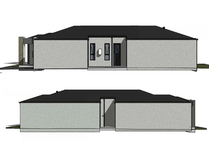 Side elevations of a single-storey home design